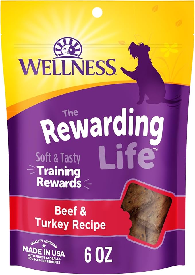 Wellness Rewarding Life Dog Treats, Training Treat, Grain Free, Soft Beef & Turkey (6 Ounce Bag)