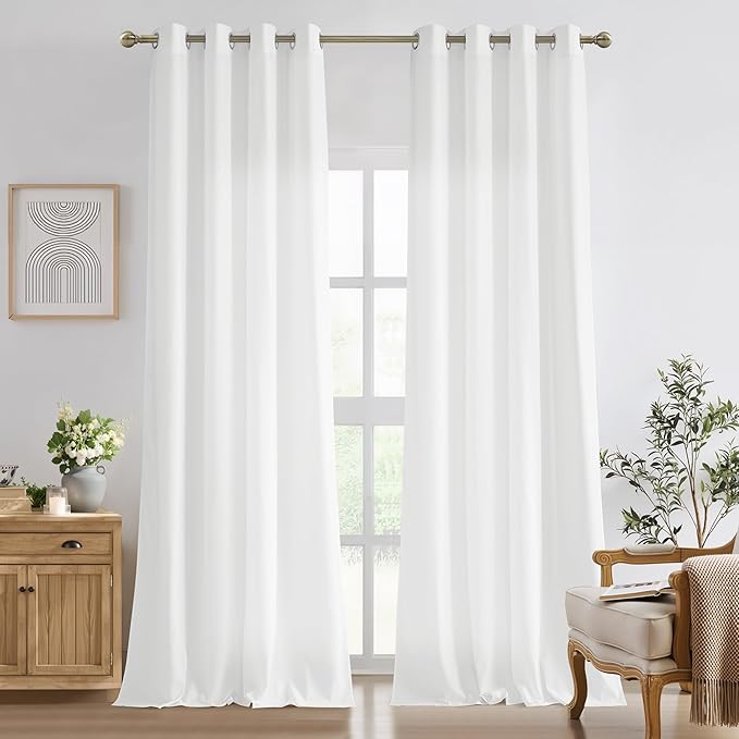 NICETOWN Off White Privacy Sheer Curtains 52x92 Inches Long for Living Room Bedroom 2 Panels Set Non-See-Through Semi Sheer Curtains Light Filtering Window Drapes, 52" W