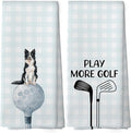 Golf Dog Kitchen Towels - Border Collie Dish Towels, Sports Gifts, Pet Golf Club Decorative Absorbent Dishcloths Hand Towels Set of 2 for Spa Kitchen Gym Decor 16x24 Inches