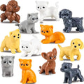Entervending Tiny Dog and Cat Figurines for Kids - Small Animals Toys in Bulk - Little Pet Toys - Tiny Plastic Toys for Kids Classroom Prizes - 50 Pcs - Easter Gifts for Kids
