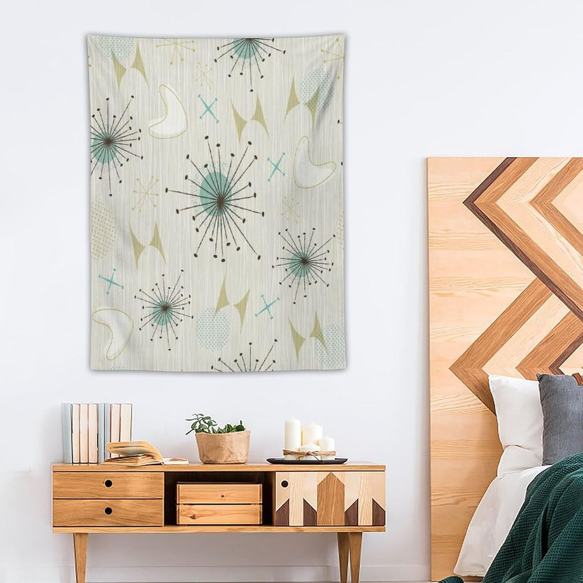 ICMOLYYENLO Boho Medieval Cat Tapestry, Abstract Atomic Starburst Geometric Aesthetic Art Wall Hanging For Bedroom Living Room Dormitory 60x80 Inches
