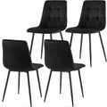 NORDICANA Black Dining Chairs Set of 4, Modern Kitchen & Dining Room Chairs for 4, Upholstered Velvet Cushion Seat and Metal Legs (4 Black Chairs)