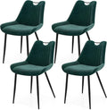 Giantex Dining Chairs Set of 4, Soft Velvet Upholstered Kitchen Dining Room Chairs w/Handle, Metal Legs, Curved Back, Modern Armless Accent Side Chair for Living Room, Restaurant (Velvet Green)