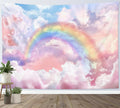 HVEST Rainbow Cloud Tapestry Wall Hanging - Pink Cloud With Glow Sunshine in Pastel Sky, Aesthetic Nature Landscape for Living Room Bedroom Decor, 80x60 Inches