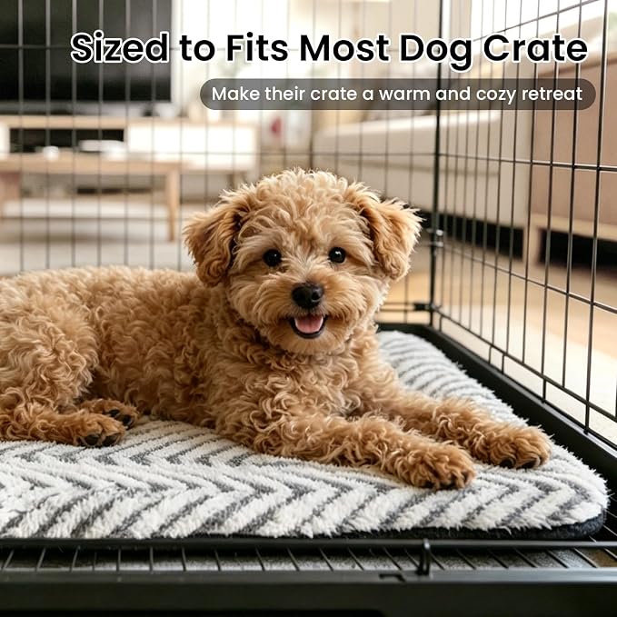 Mora Pets Dog Crate Pad Washable Cat Dog Bed for Crate Flat Pet Kennel Mat | Soft Dog Cat Bed Mat, Puppy Crate Pad for Dog Cages Cozy Sleeping Liner, Cute Pet Pillow Cushion Anti Slip Small Grey 24 x 18