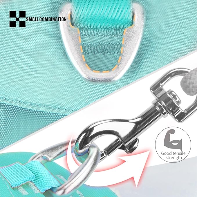 Lightweight Dog Harness, Large to Very Large Breeds, Adjustable Fit.Pet Harness with Pocket, Dog Training Harness for Outdoor Walking Running, Hiking (Aqua Green, XL)