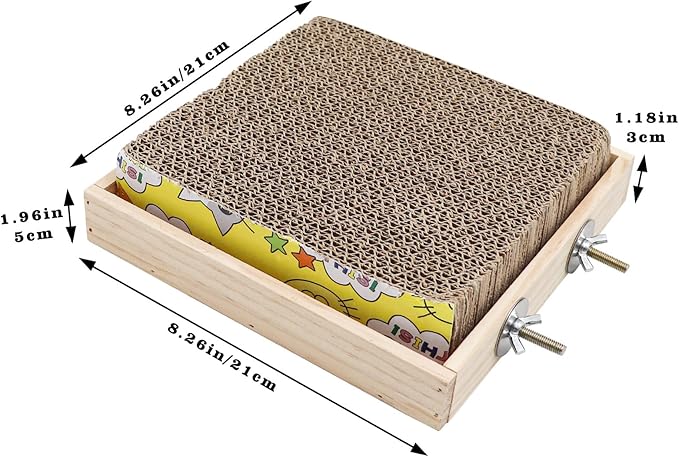 Bird Perch Stand Platform with Cardboard Toys, Parrot Chewing Toys, Parakeets Foraging Toys, Bird Paw Grinding Perch, Cage Accessry for Small Birds Parakeets Conure Cockatiels Lovebird