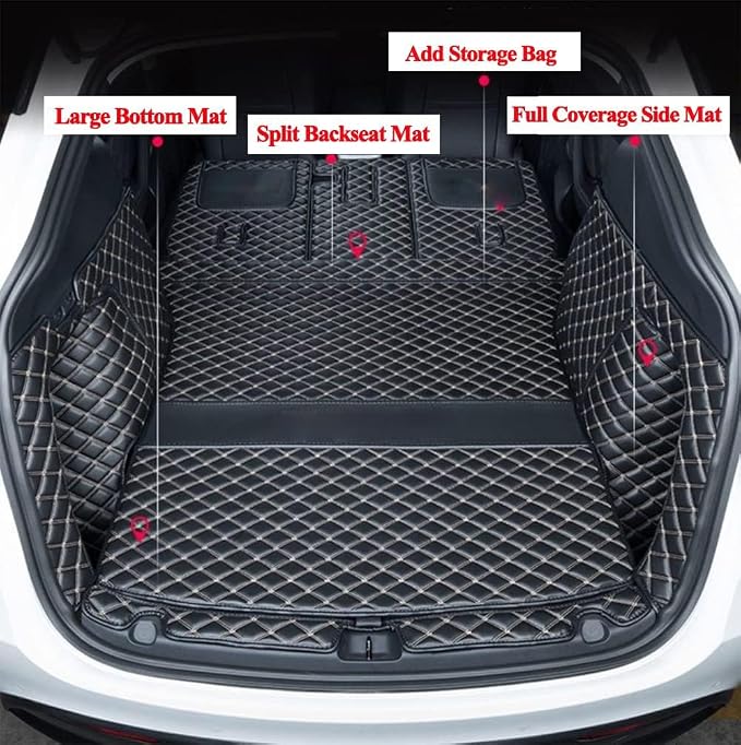 Trunk Mat Cover Compatible with BMW X5 PHEV 2019-Current Back Seat Cover & Cargo Liner & High Side Mats Heavy Duty Leather Mat - Brown