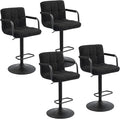 Furnimart 30" Artificial Sherpa Upholstered Bar Stool, Adjustable Counter Stools Bar Chairs Modern Design Swivel Barstools Hydraulic Stools for Kitchen and Dining Room Set of 4
