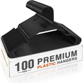 HOUSE DAY Plastic Hangers 100 Pack - Adult Clothes Hangers Black - Space Saving, Non-Slip, Durable & Sturdy Hanger with Shoulder Grooves for Closet, Perfect Slim Coat Hanger - Ganchos para Colgar Ropa