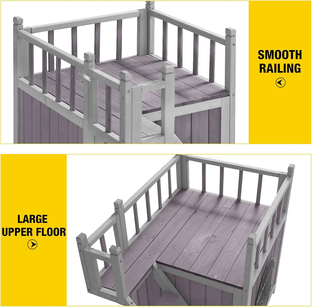 Aivituvin Dog House Feral Cat House Outdoor and Indoor,Pet Houses with Stairs,2 Storys