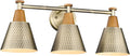 FEMILA Antique Brass Bathroom Vanity Light, 3-Lights Industrial Modern Wall Sconce Bathroom Lighting, Hammered Metal Shade Finish, 4FG59B-3W BG