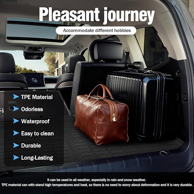 Yakitoko 3D TPE Car Trunk Cargo Liner Mat for Jeep Grand Cherokee 2011-2022 Custom Fit All-Weather Waterproof Floor Protection, Heavy Duty & Odorless