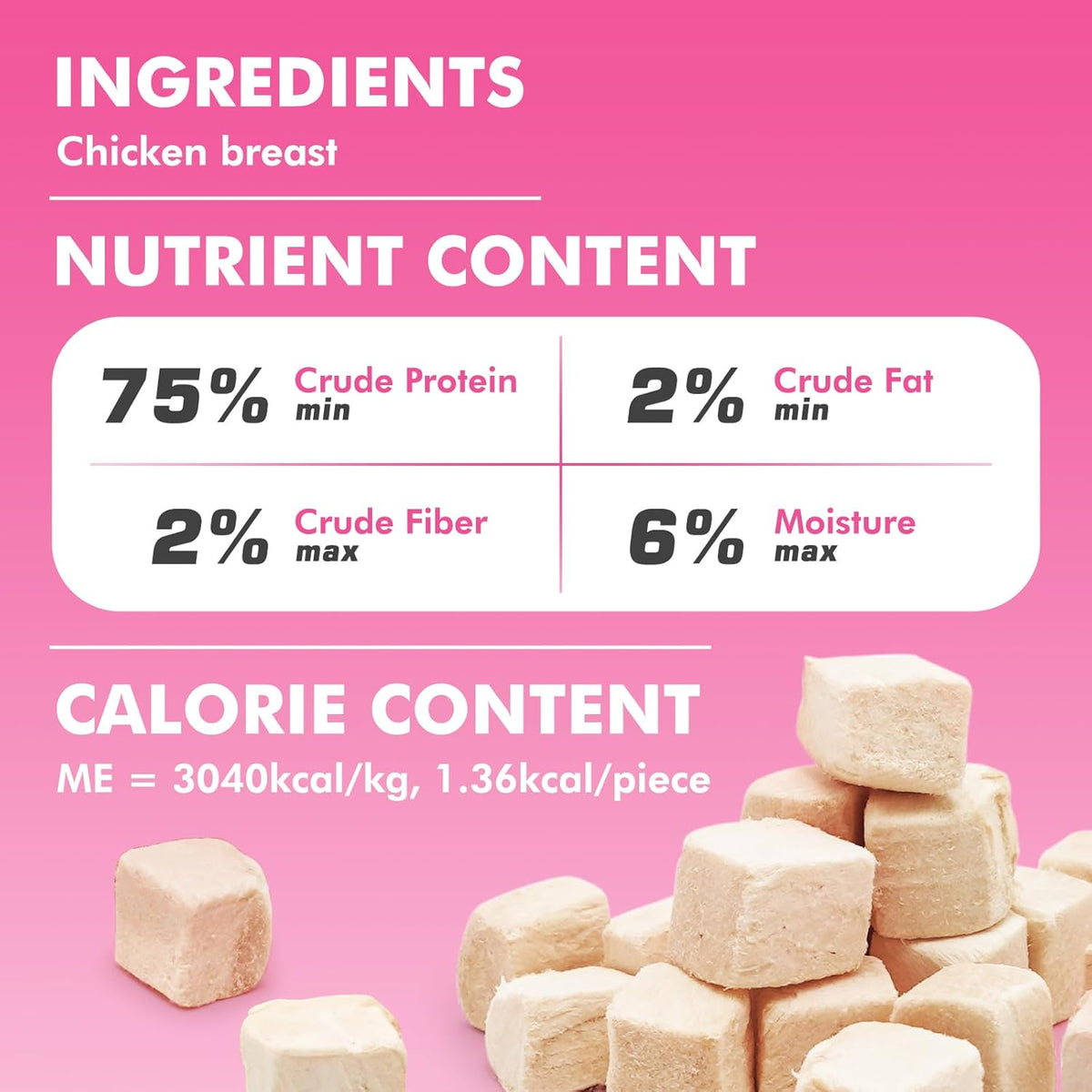 Freeze Dried Cats & Dogs Raw Treats, All Natural Single Ingredient Chicken Breast, High Protein Healthy Pet Training Treats or Food Topper, 11.3 oz