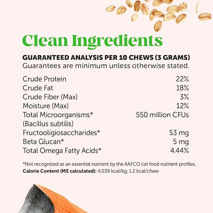 Cat Probiotics Gut + Immune Health Chews – Crunchy & Creamy Cat Treats for Digestive Health, Gut Flora & Constipation Relief – Supports Immunity, Regularity, & Healthy Digestion, 30-Day Supply Chicken