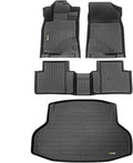 HAFIDI® Floor Mats & Cargo Liner Set Fit for 2016-2021 Honda Civic Sedan (Not for Hatchback/Coupe/Type R/Sport Touring/Sport) All Weather TPE Car Full Set Floor Liners Custom Accessories - Black