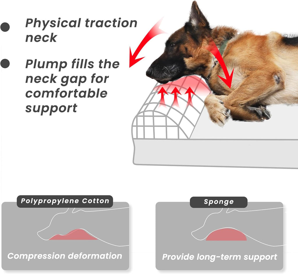Laifug Orthopedic Memory Foam Extra Large Dog Bed with Pillow and Durable Waterproof Liner and Removable Washable Cover and Smart Design (Large (46" x 28" x 8"), Brown)
