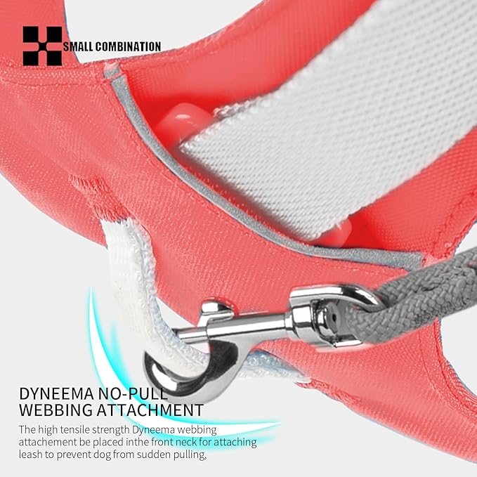 Lightweight Dog Harness, Large to Very Large Breeds, Adjustable Fit.Pet Harness with Pocket, Dog Training Harness for Outdoor Walking Running, Hiking (Watermelon Red, L)