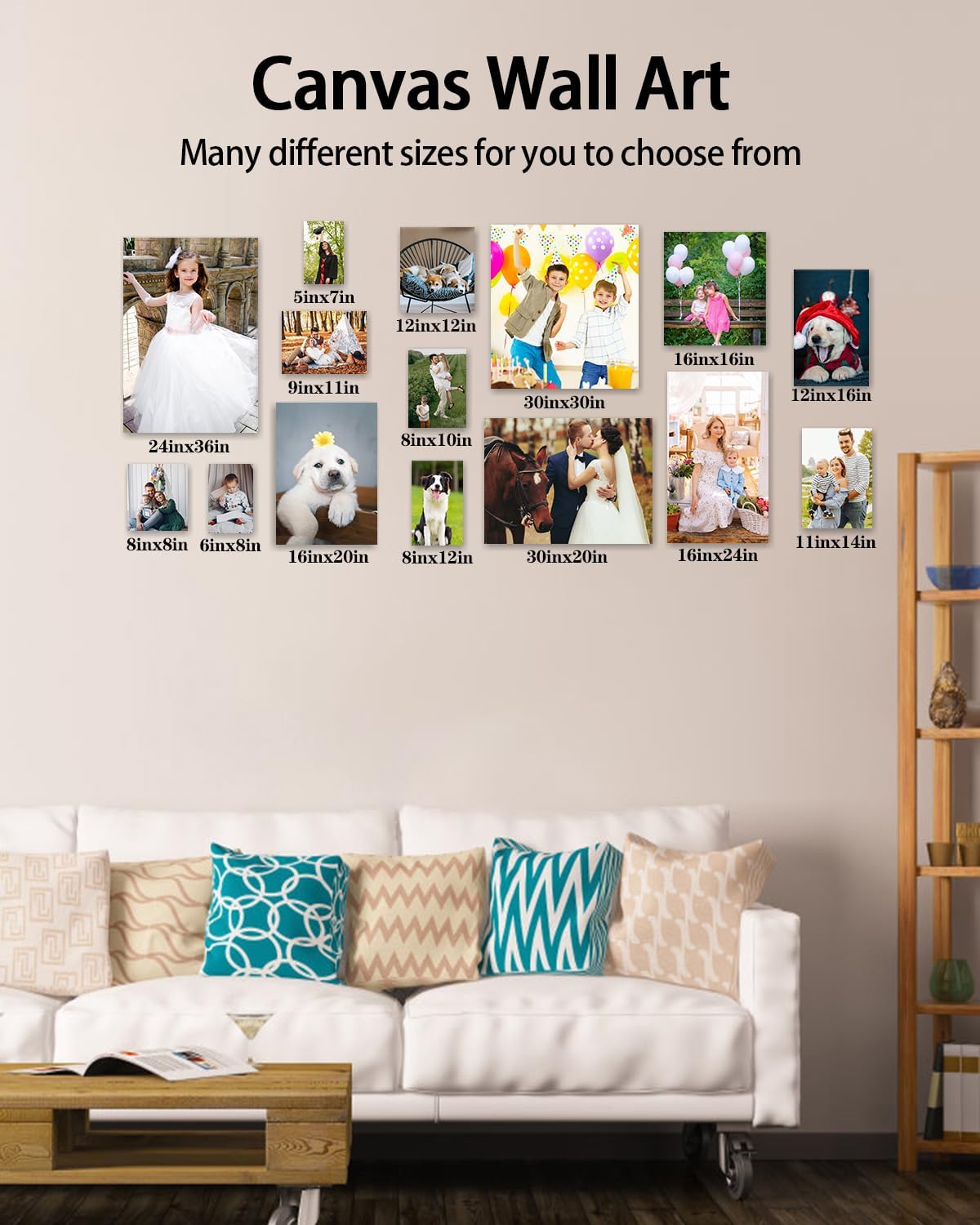 AbcCustomize Canvas Prints with Your Photos, Personalized Photo To Canvas Print for Bedroom, Living Room, Farmhouse Office Decor,Custom Canvas Wall Art for Gifts & Keepsakes, Ready to Hang