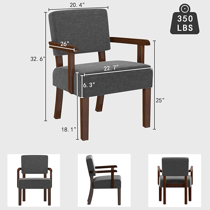 Oversize Accent Chair with Soft Seat and Armrests for Living, Dinning, Bedroom, Reading, Waiting Room