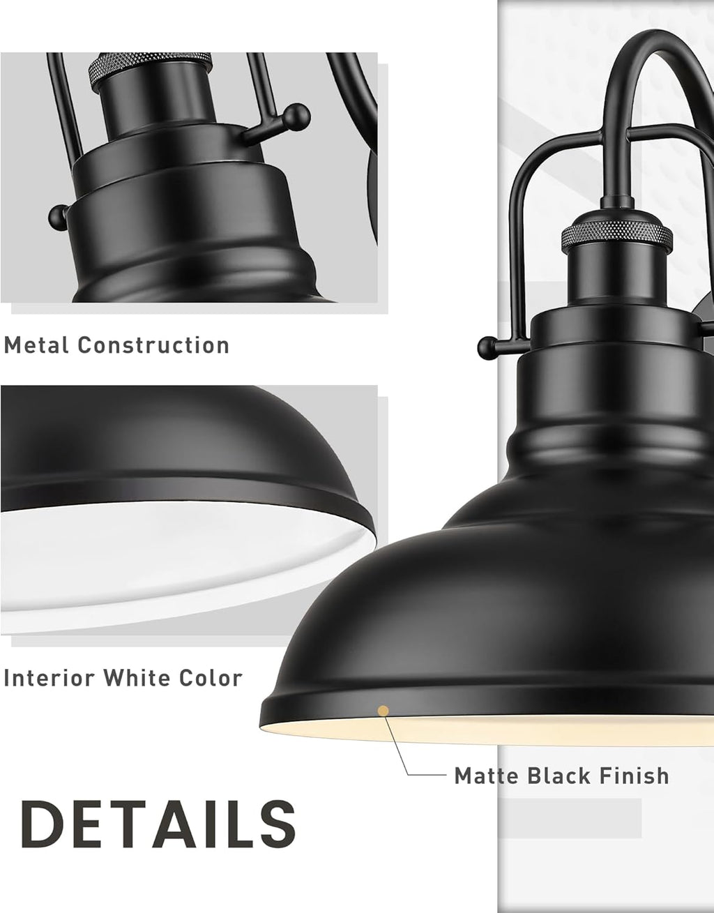 zeyu 2 Pack Barn Sconce Wall Lighting, Vintage Wall Mount Light Fixture, Indoor Wall Sconce Lighting in Matte Black Finish, 016-1B-2PK BK