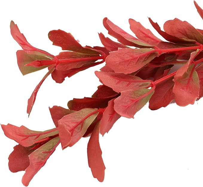 2-Pack 12 Inch Aquarium Silk Aquarium Plants, Artificial Plastic Plant for Small Tank, Goldfish, Fish Hides (Red, 12 Inch)