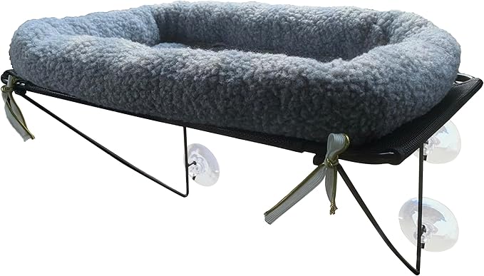 EvolutionUSA Cat Window Perch, Durable Feline Bed, Comfy Perch for 360 Views, Durable Elevated Pet Lounger, Ideal Cat Window Hammock for Large Cats, Heavy Duty, Large Size 24.4x12.6 in