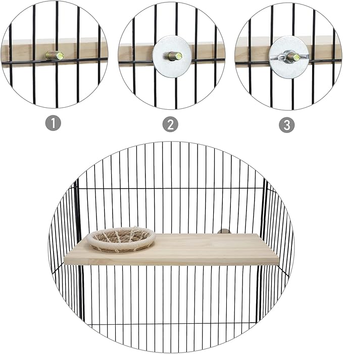 Wontee Bird Perch Stand with Nest Bird Breeding Nest Bed Wooden Platform for Budgies Parakeets Cockatiels Conures (S)