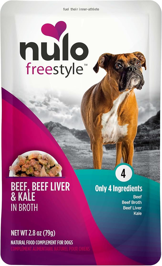 Nulo Freestyle Beef, Beef Liver & Kale in Broth Real Meat Dog Food Topper, 2.8 Ounce (Pack of 6)