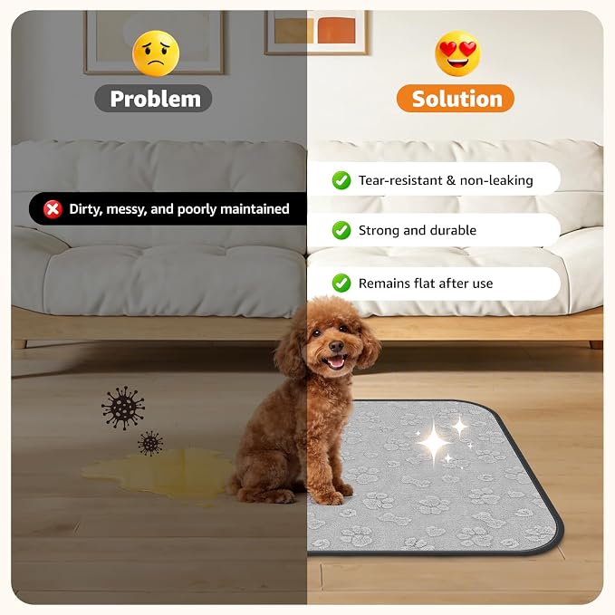 LOOBANI Washable Puppy Pads Waterproof 18"x24", 4 Pack, Gray | Soft Reusable Pee Pads For Dogs, Floor, Crate, Bed, Incontinence, Housebreak, Fast Absorbent, Non-Slip, Leakproof