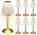 Liliful 6 Pcs LED Portable Cordless Table Lamp Touch Battery Operated Rechargeable Desk Lamp 3 Color Dimmable for Bedroom Living Room Dining (Classic Style,Gold)