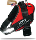 Personalized Dog Harness with Custom Name Patches, Adjustable Reflective No Choke Dog Vest with Handle for XXL Dog, Red, 2XL
