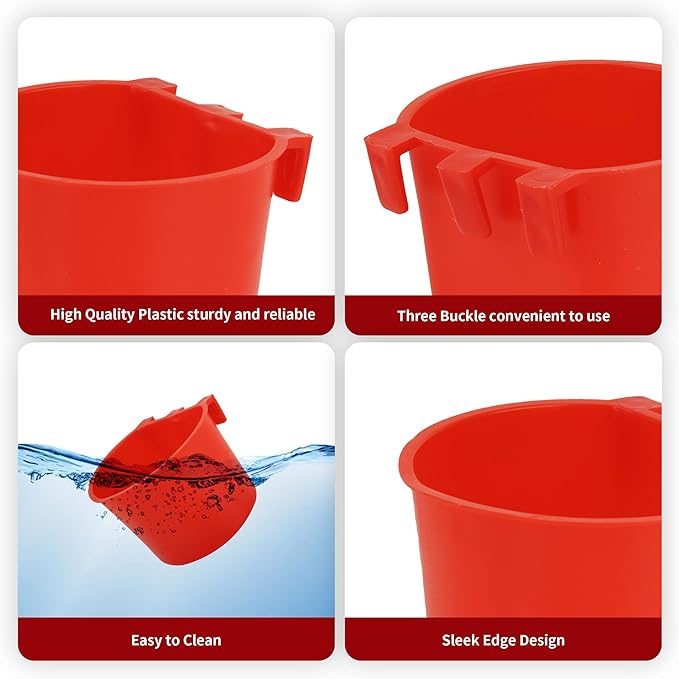 40 Pcs Cage Cups Birds Feeders Bird Water Dispenser Hanging Quail Waterer Plastic Chicken Feeding Watering Dish for Small Coop Parrot Parakeet PET Poultry Pigeon Gamefowl Food Seed Bowl Supplies(Red)