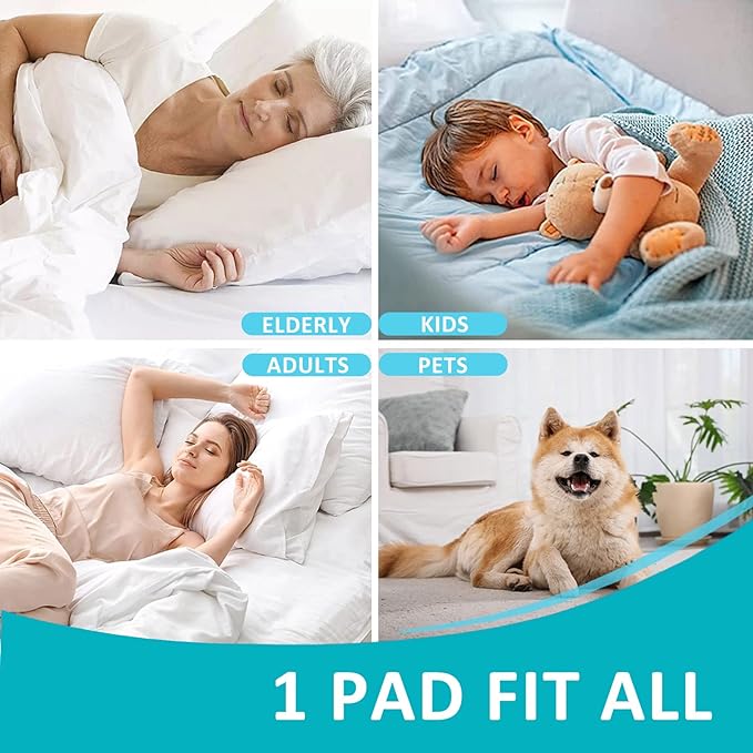 Full 54"x75" Waterproof Pad with Straps, Incontinence Mattress Protector | KANECH Washable Pee Pad for Bed, Adults, Overnight Bed Protector, Waterproof Mattress Pad, Hold 12 Cups, Fits 5-20" Mattress