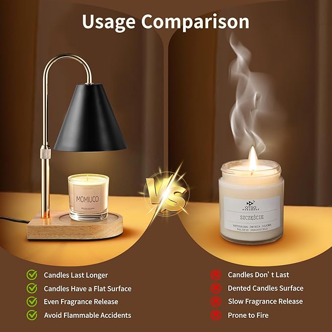 Candle Warmer Lamp with Timer Dimmer, Electric Candle Warmer for Jar Candles, Bedroom Home Decor, Gifts for Mom, House Warming Gifts Home Bedroom Decor Adjustable Height with 2 Bulbs