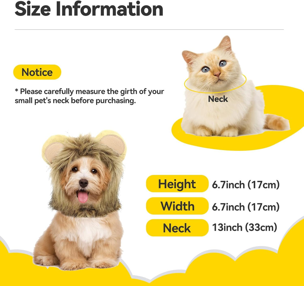 Enjoying Cat Lion Mane Costume, Small Dogs Halloween Outfit, Lion Mane Wig for Cat Cosplay, Kitten Lion Hat for Halloween Themed Party, Daily Cosplay