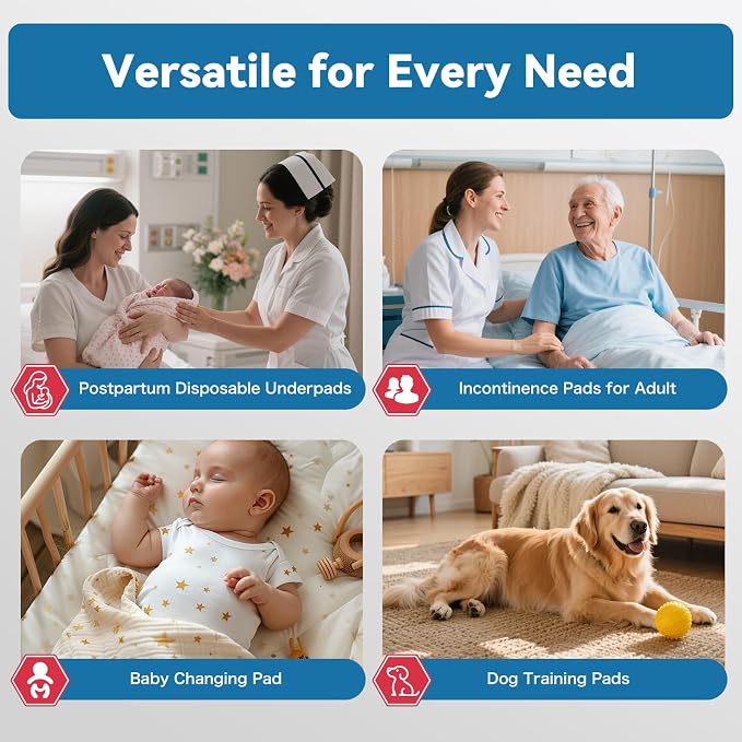 BIGGMED Tear-Resistant Disposable Bed Pads 36" x 36" 25 Count Super Absorbent Underpads, Chux Thicker Extra Large Incontinence Bed Pads, Pee Pads for Adults, Kids, Elderly, Pets