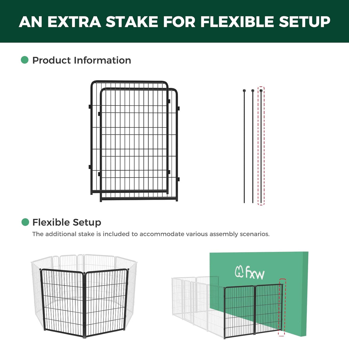 FXW Homeplus Unleashed Indoor Dog Playpen - Stress-Free and Safe Play, Heavy Duty 40 Inch 2 Wire Panels Dog Pen for Medium and Large Dogs, Black│Patented