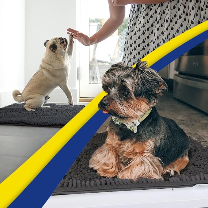 Muddy Mat® | Super Absorbent Door Mat Indoor, Microfiber Quick Dry Chenille Entryway Rug, Non-Slip Front Door Mat, Indoor Mats for Entryway, Machine Washable Pet Rug, Charcoal 18"x28"