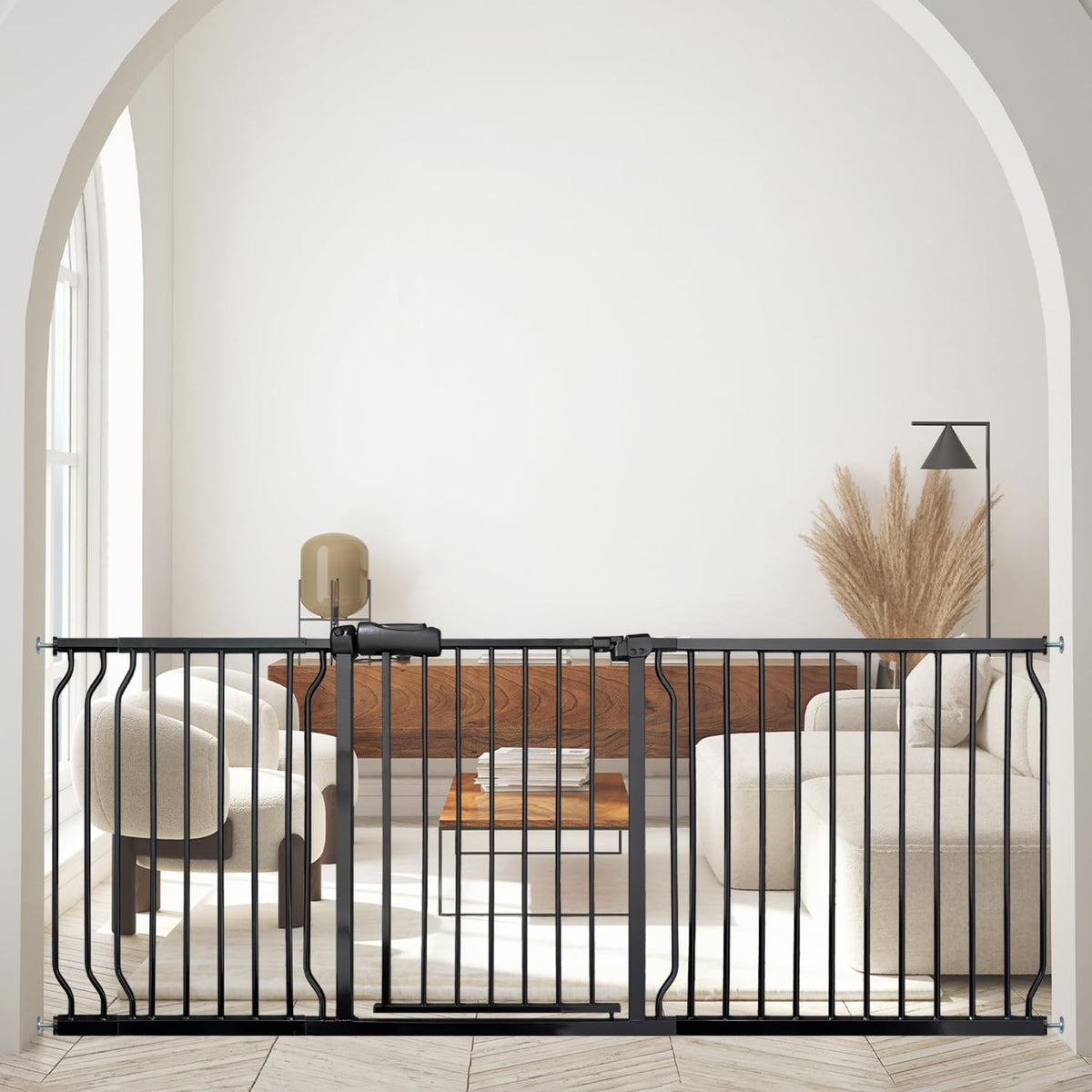 Extra Wide 76.4-81 Inch Large Baby Gates for Stairs, Doorways - No Drilling, Pressure Mounted Pet Gates for Kids & Dogs