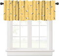 Rustic Bee Valances Curtain for Kitchen, Cute Yellow Bees Honeycomb Window Treatment Valances Short Curtains Rod Pocket Drape for Dining Room Home Farmhouse Decor, 54x18inch