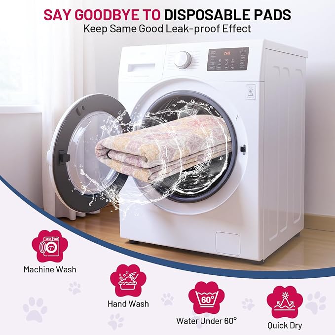 Washable Dog Pee Pads - Absorbent Reusable Puppy Training Pads, Waterproof Leak - Proof & Non - Slip for Crate Whelping Potty Training 36x41 (Pack of 2)