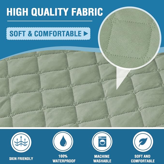 H.VERSAILTEX Sofa Cover Couch Cover for Dogs with Elastic Straps 100% Waterproof Furniture Protector for Pets Couch Cover for 3 Cushion Couch(Sofa, Pale Aqua)