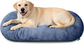 Washable Oval X-Large Dog Bed, Silver-Tipped High-Resilience, Dusty Blue | Non-Slip Bottom Prevents Sliding, Soft Plush Short Fur, Machine Washable, Ideal for Crates/Apartments/Cozy Nooks,41"x27"x3.6"