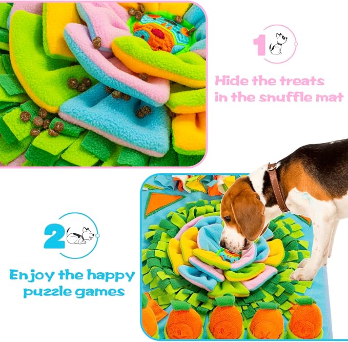 Pet Snuffle Mat for Dogs Sniff Mat Nosework Feeding Mat Slow Feeder Interactive Dog Puzzle Toys for Training and Stress Relief Encourages Natural Foraging Skills (31''x19''（Blue）)