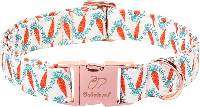 Easter Dog Collar, Cute Carrot Easter Collar for Boy Girl Dogs, Adjustable Heavy Duty Spring Holiday Dog Collars for Small Medium Large Dogs with Metal Buckle S
