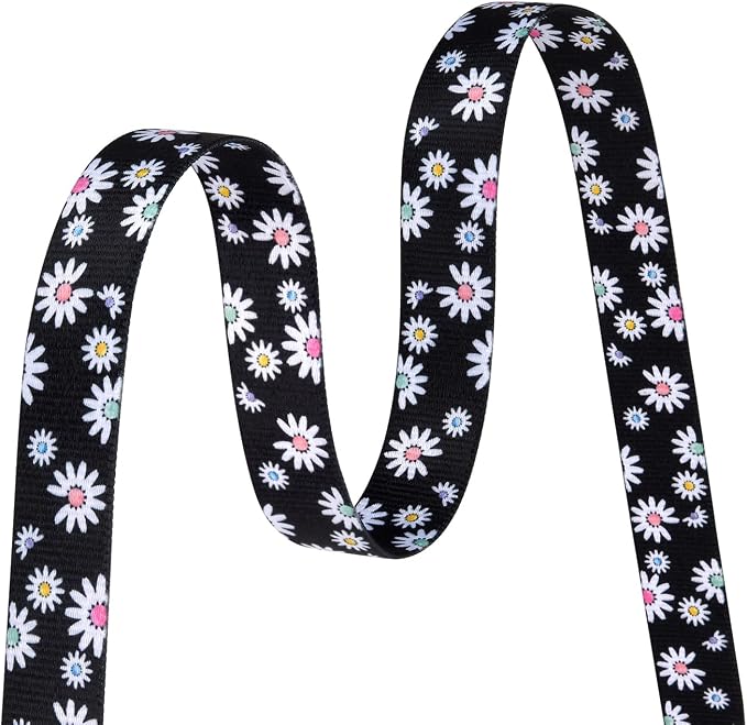 MarukoPet Dog Collar, Adjustable for Small Medium Large Dogs Puppy, Cute Design with Bohemia Floral Tribal Geometric Patterns Boys Girls Dog Collar(Black Daisy-S)