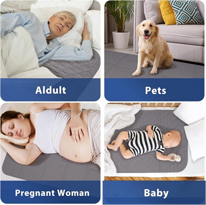 Hide Stains Extra Large Incontinence Pads (36x72 Inch), Heavy Absorbent, Waterproof, Washable Bed Protector for Adults & Pets