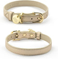 Rio Dog Collar Saffiano Vegan Leather Color Gold Size XS