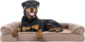 Furhaven Orthopedic Dog Bed for Large Dogs w/ Removable Bolsters & Washable Cover, For Dogs Up to 95 lbs - Plush & Suede Sofa - Almondine, Jumbo/XL
